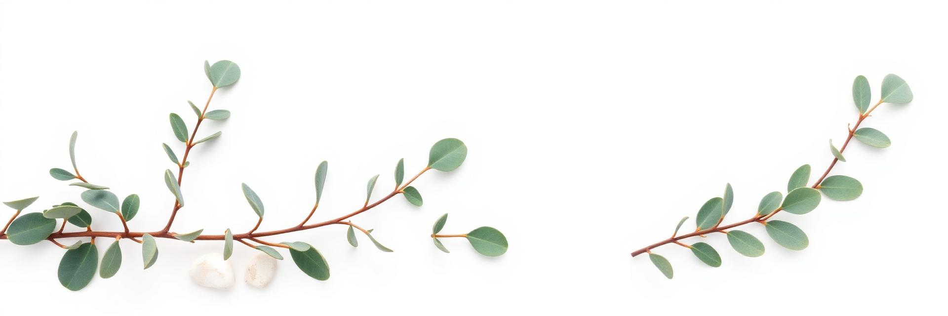 Calm wellness still life with eucalyptus leaves and smooth stones
